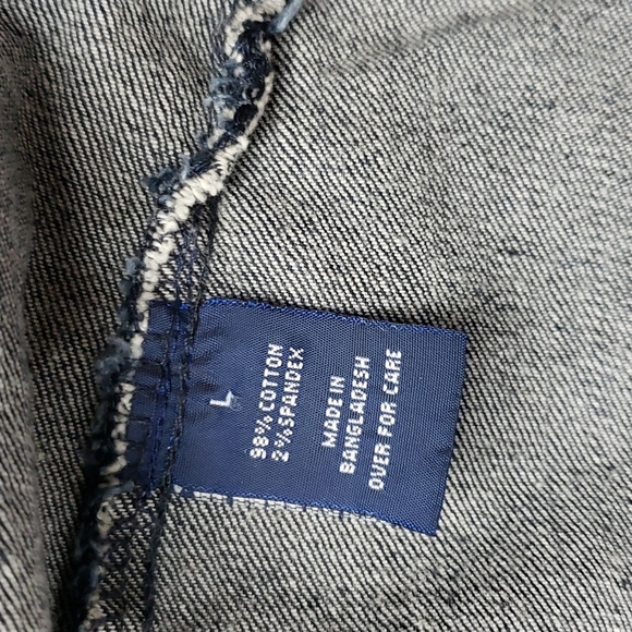 Amethyst Cropped Dark Wash Distressed Jean Jacket - Picture 5 of 5